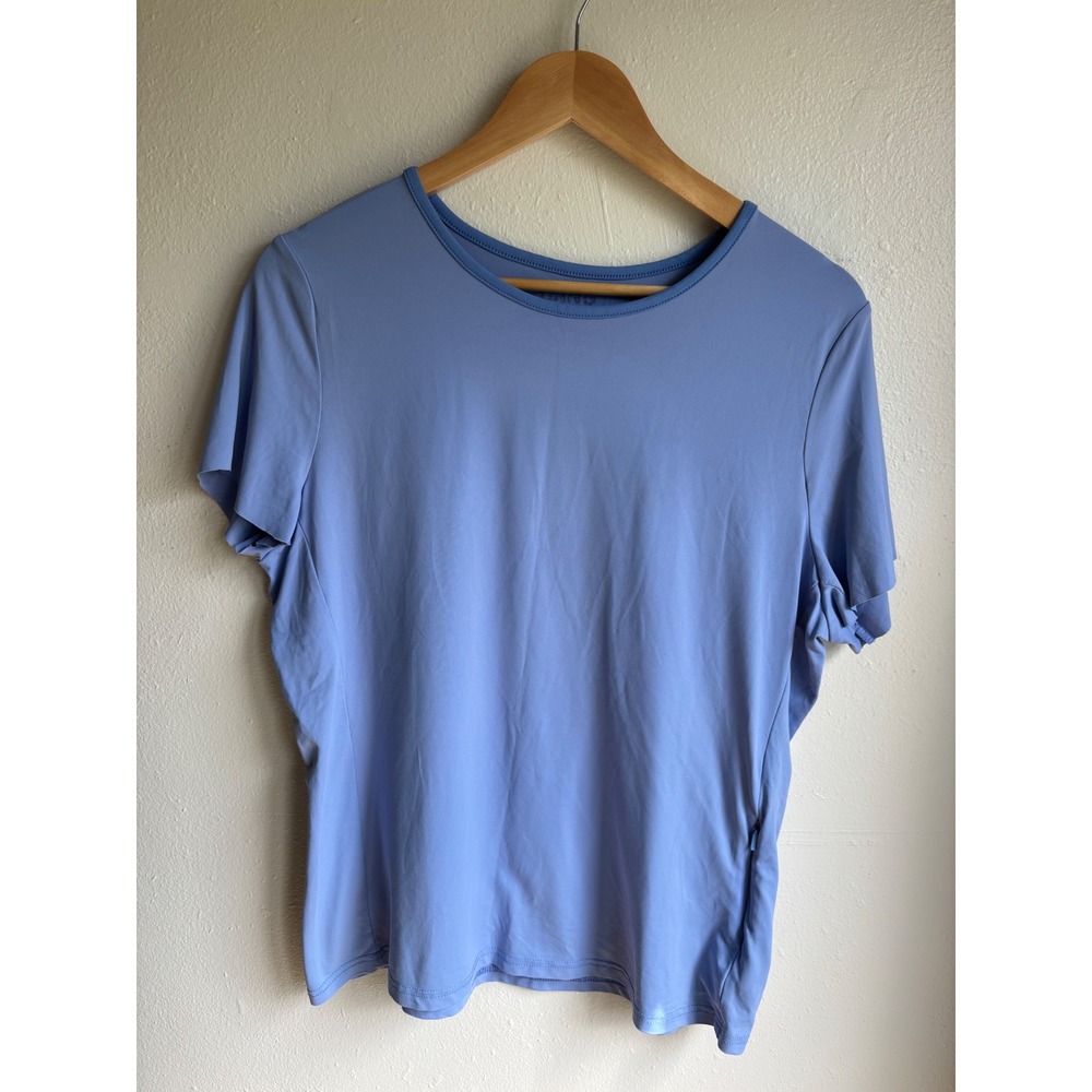 Hang Ten Womens XL Periwinkle Blue Short Sleeve Performance Tee Side Zip Pocket